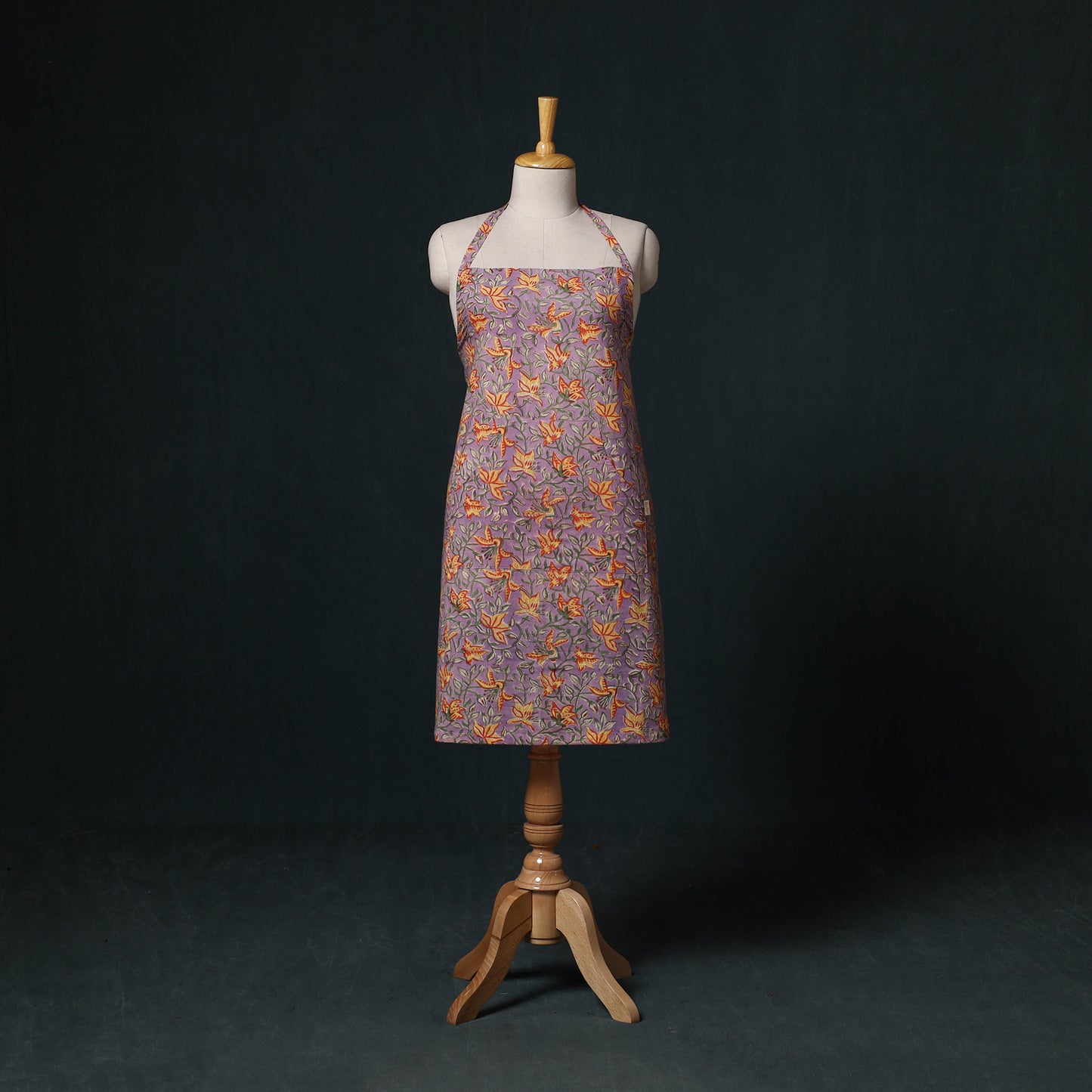 Purple - Sanganeri Hand Block Print Cotton Apron with Pocket 38