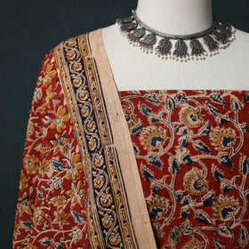 Pedana Hand Block Print Natural Dyed Cotton Kalamkari 2pc Unstitched Dress Material Kurta Set 13