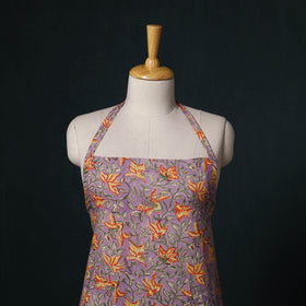 Purple - Sanganeri Hand Block Print Cotton Apron with Pocket 38