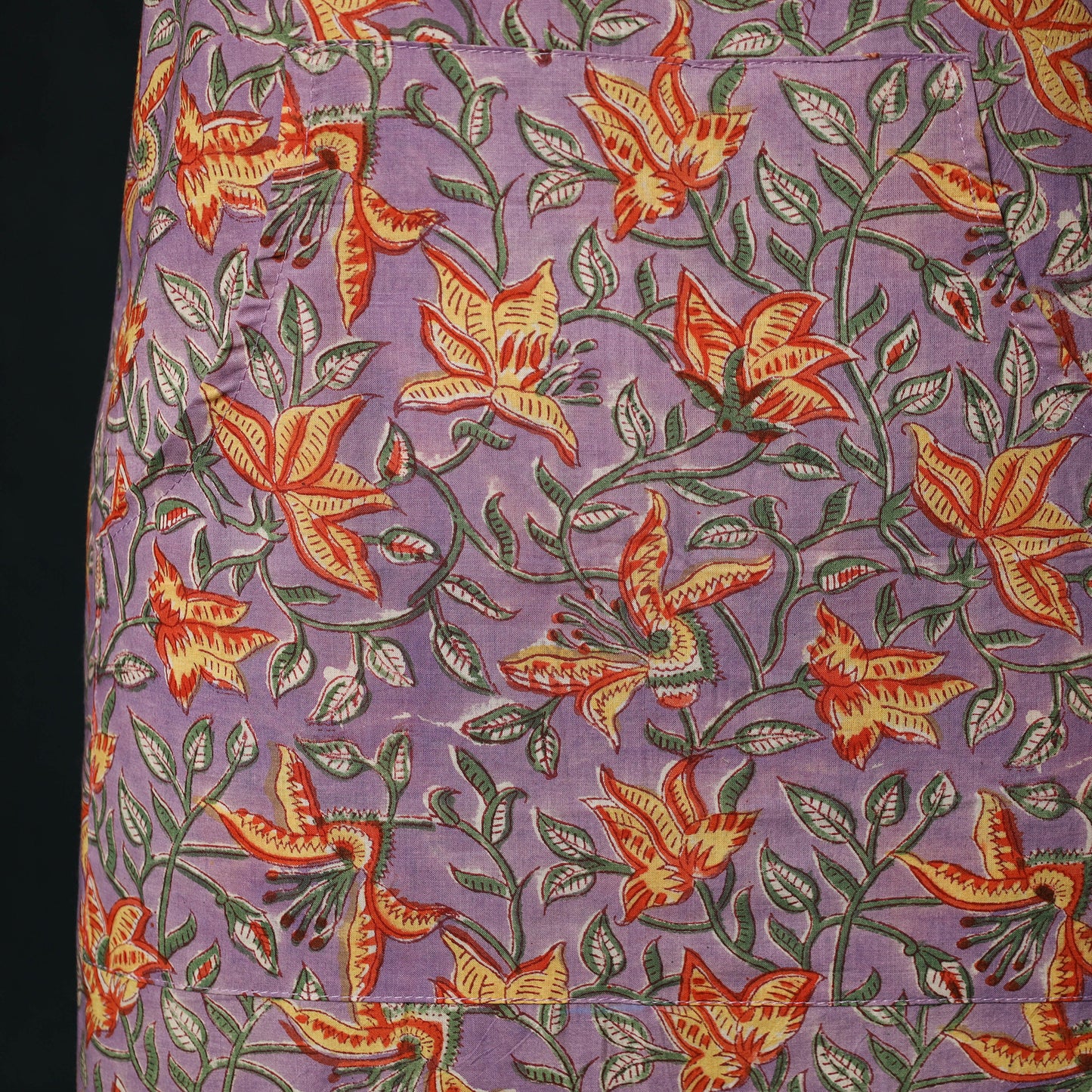 Purple - Sanganeri Hand Block Print Cotton Apron with Pocket 38