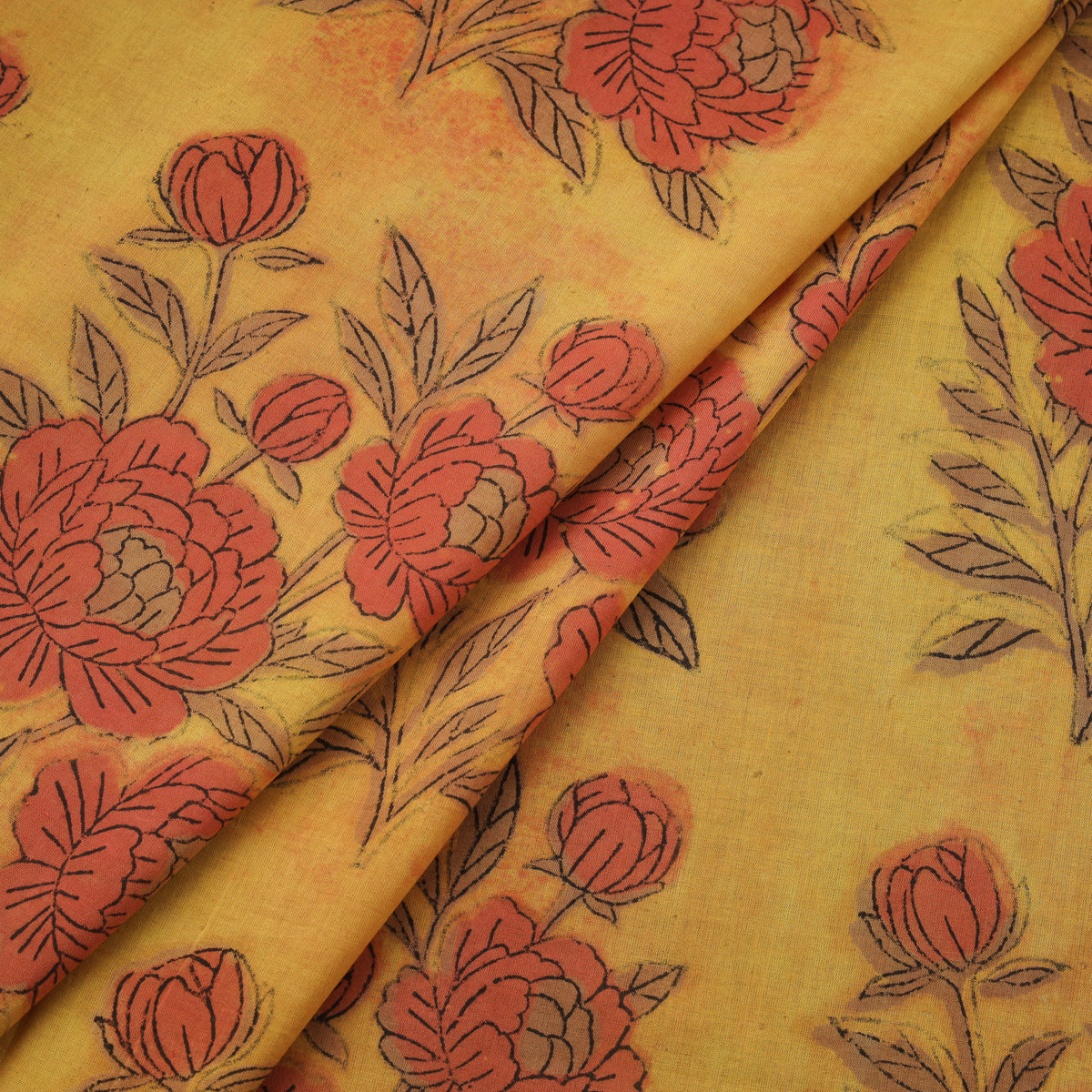 Pomegranate Peel Hand Block Print Cotton Fabric 08