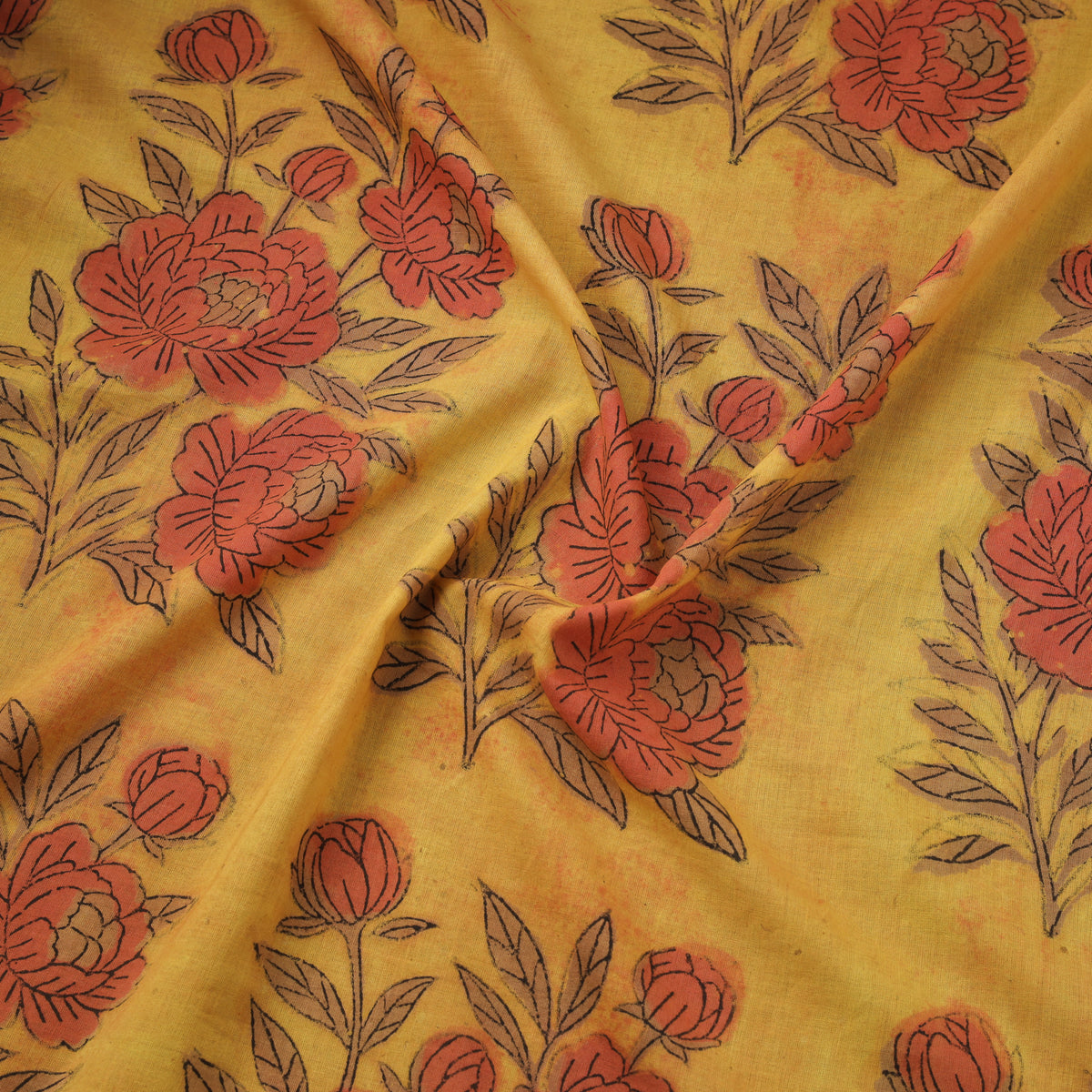 Pomegranate Peel Hand Block Print Cotton Fabric 08