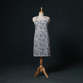 Blue - Sanganeri Hand Block Print Cotton Apron with Pocket 39
