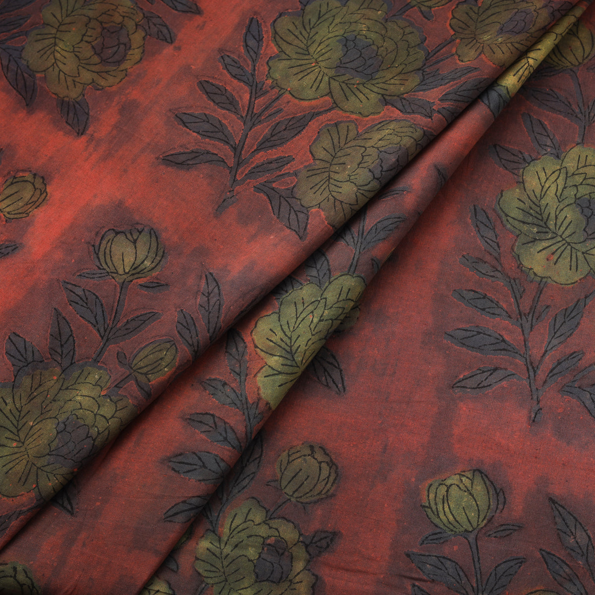 Pomegranate Peel Hand Block Print Cotton Fabric 09