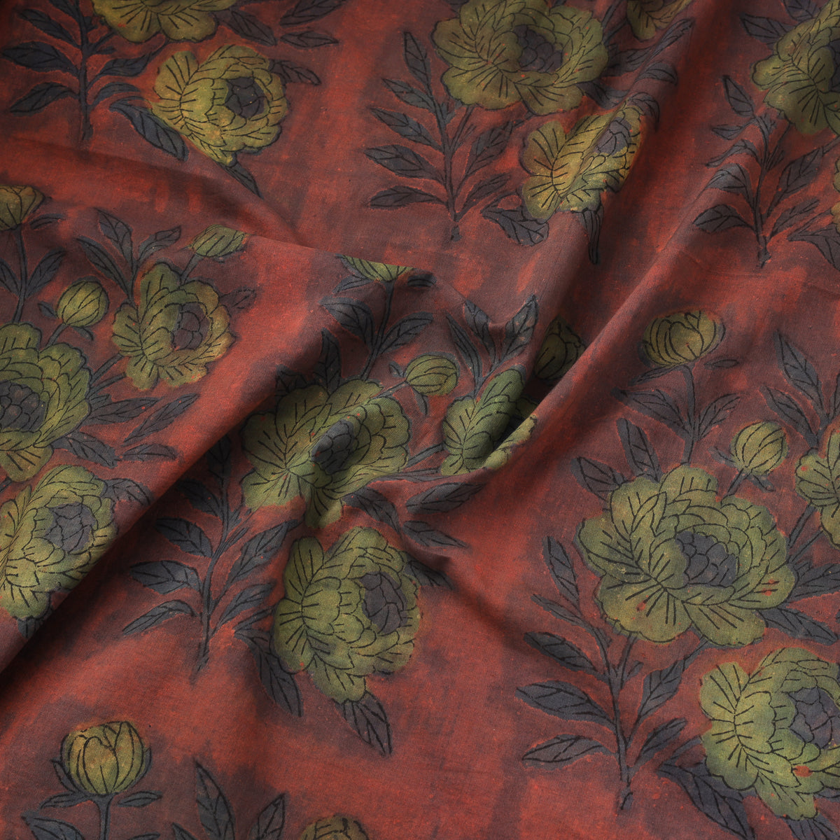 Pomegranate Peel Hand Block Print Cotton Fabric 09