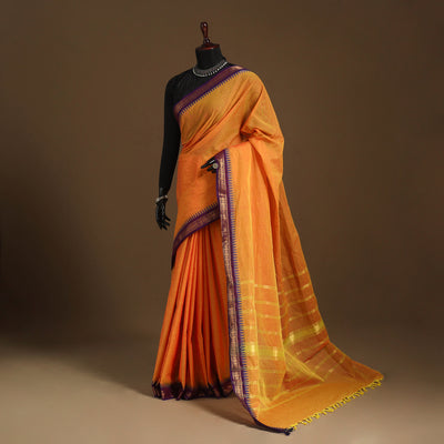 Orange - kandangi chettinad cotton saree with border 34