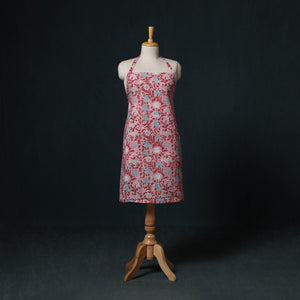 Pink - Sanganeri Hand Block Print Cotton Apron with Pocket 40