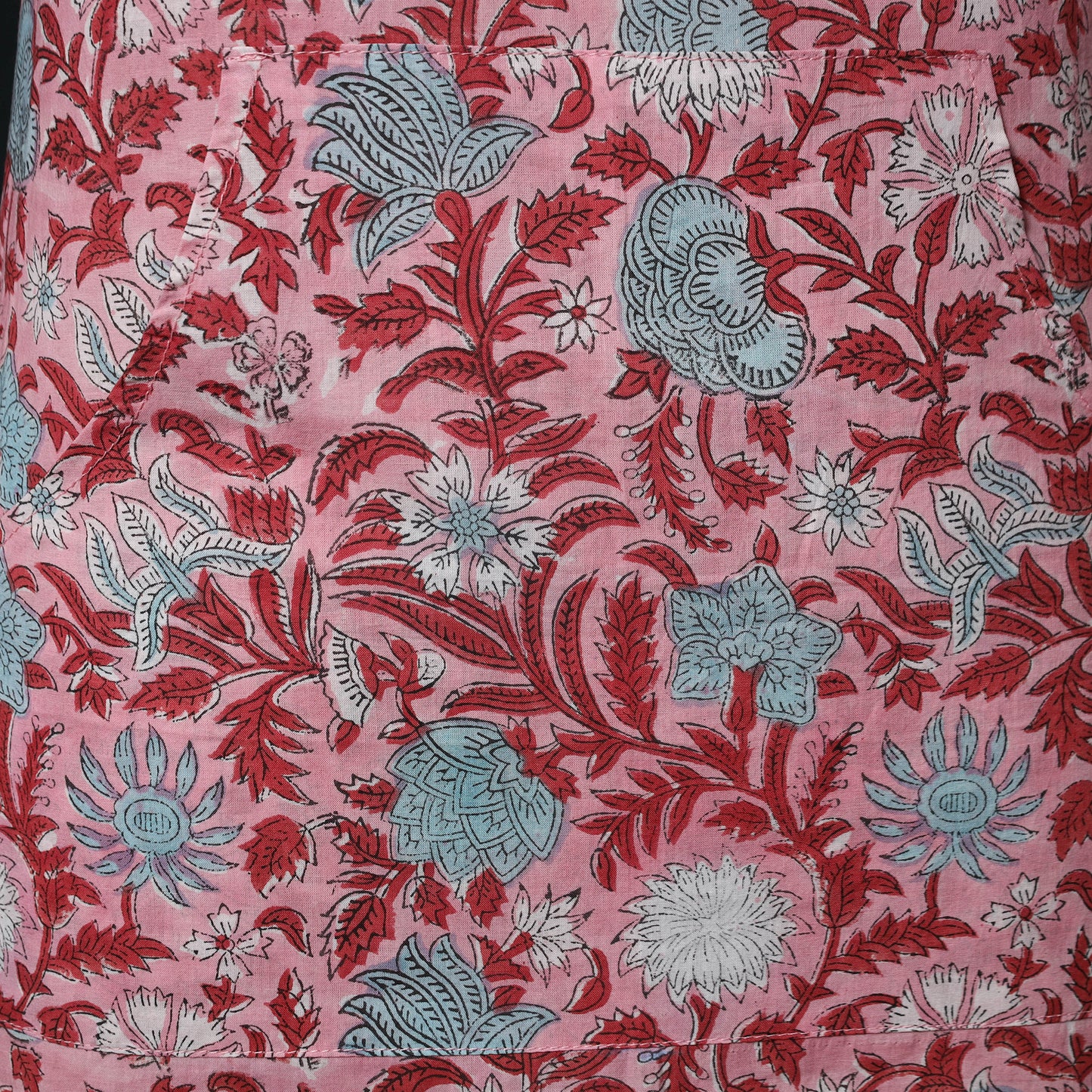 Pink - Sanganeri Hand Block Print Cotton Apron with Pocket 40
