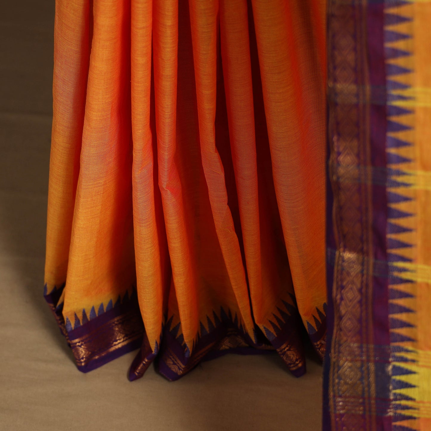 Orange - kandangi chettinad cotton saree with border 34