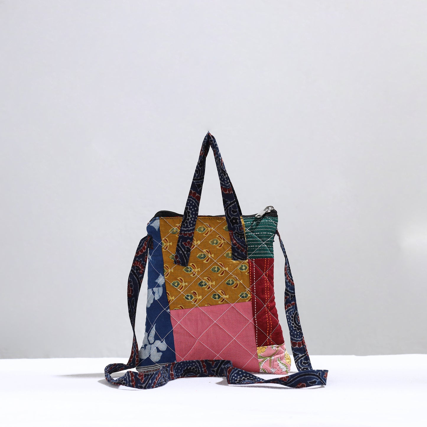 Multicolor - Handmade Quilted Cotton Patchwork Sling Bag 31