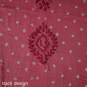Lucknowi Chikankari Hand Embroidered Bandhani Cotton Unstitched Kurta Material (2.5M) 15