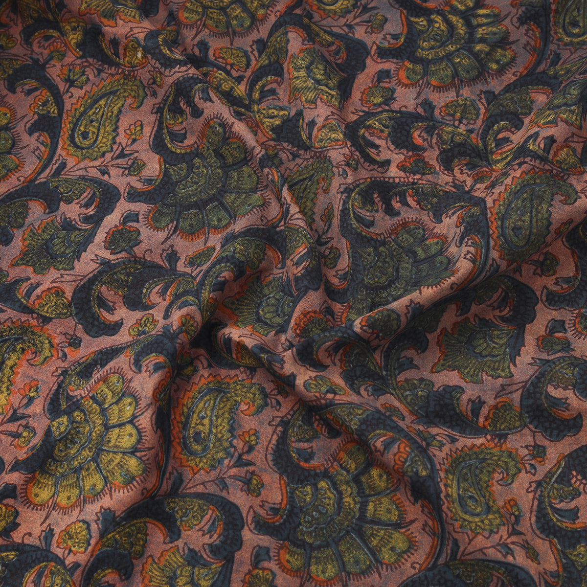 Pomegranate Peel Hand Block Print Cotton Fabric 11