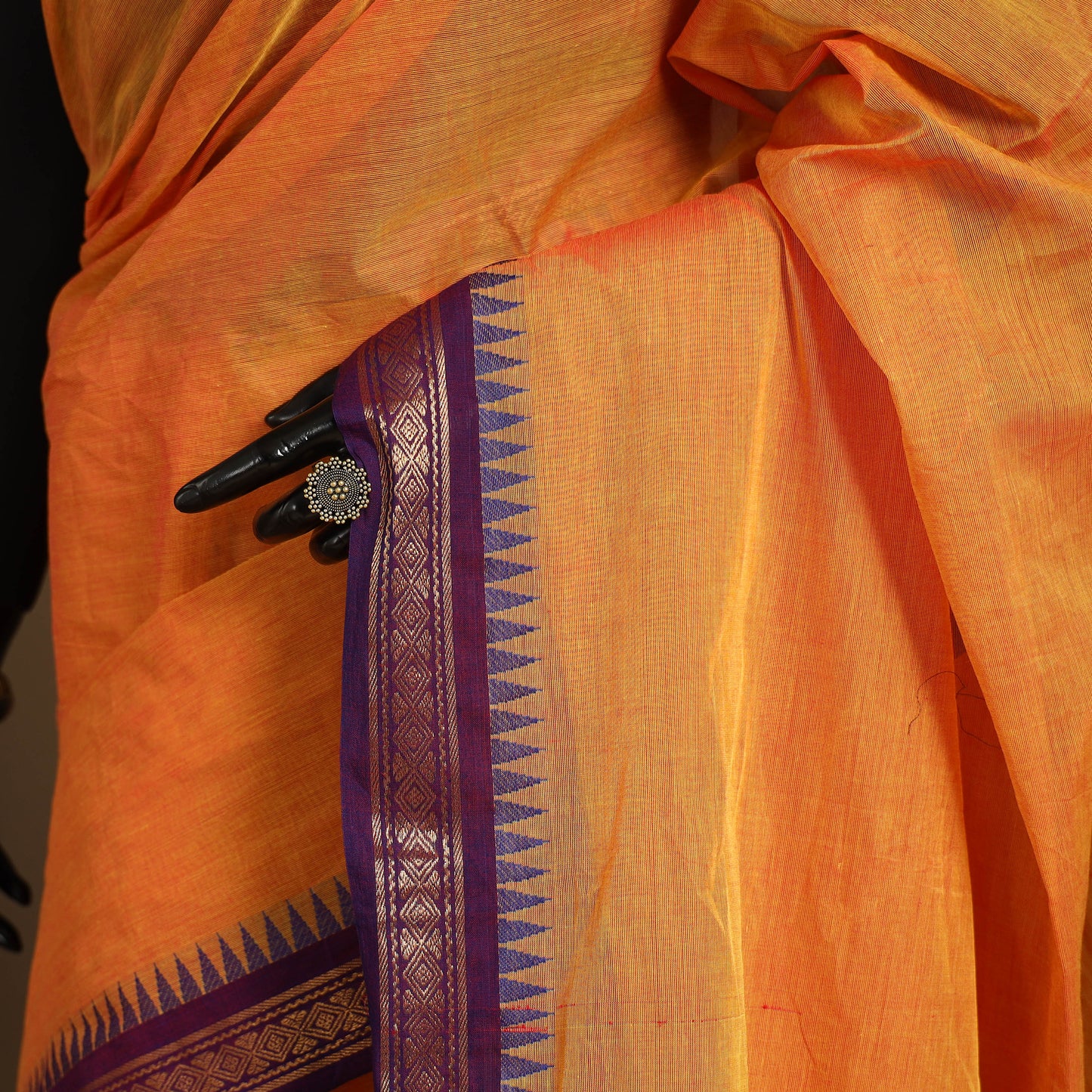 Orange - kandangi chettinad cotton saree with border 34