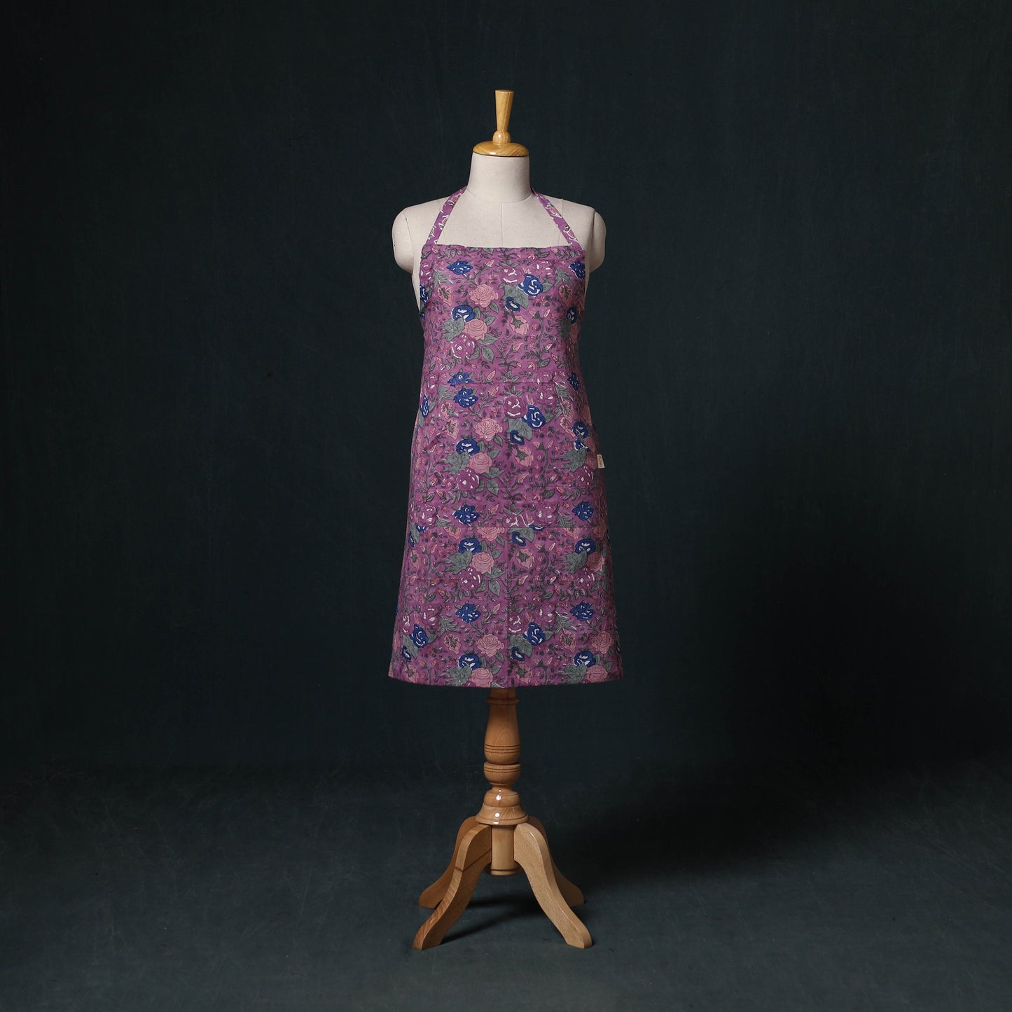 Purple - Sanganeri Hand Block Print Cotton Apron with Pocket 41
