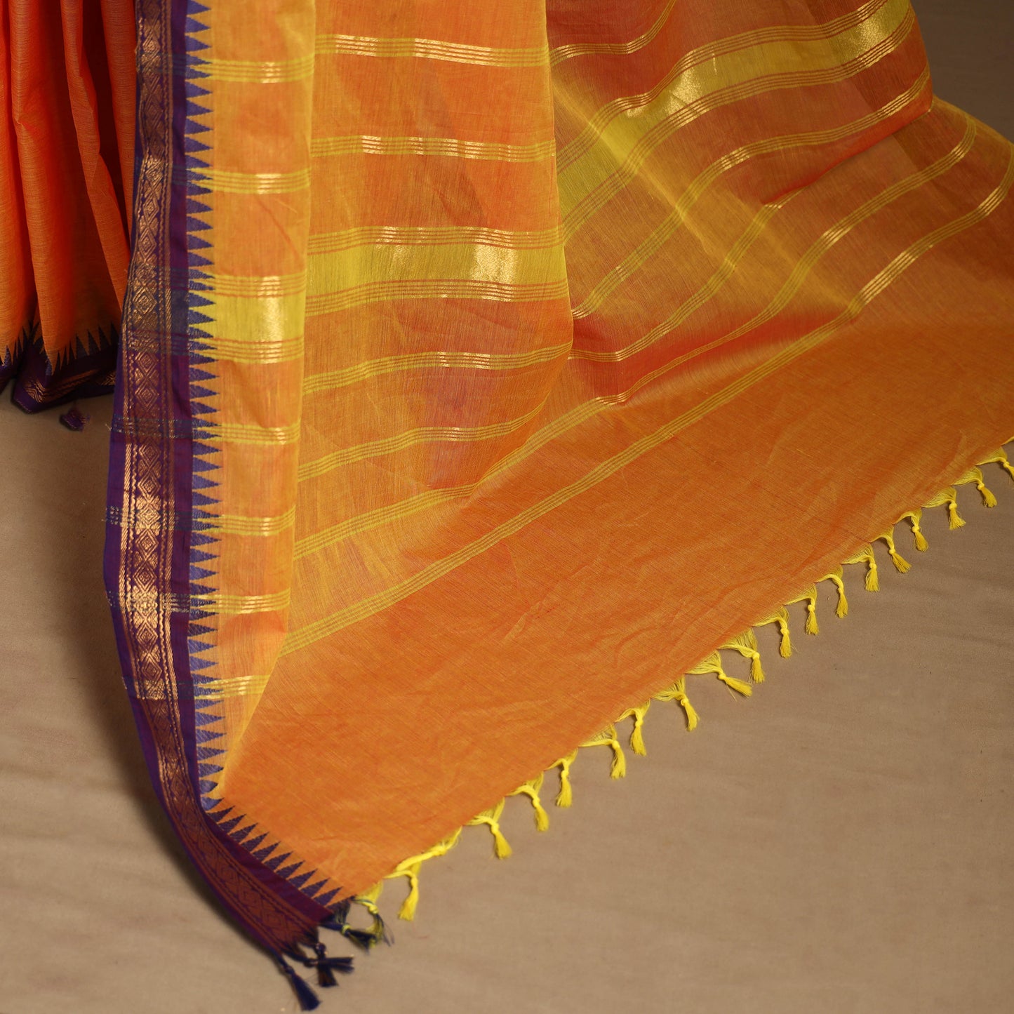 Orange - kandangi chettinad cotton saree with border 34