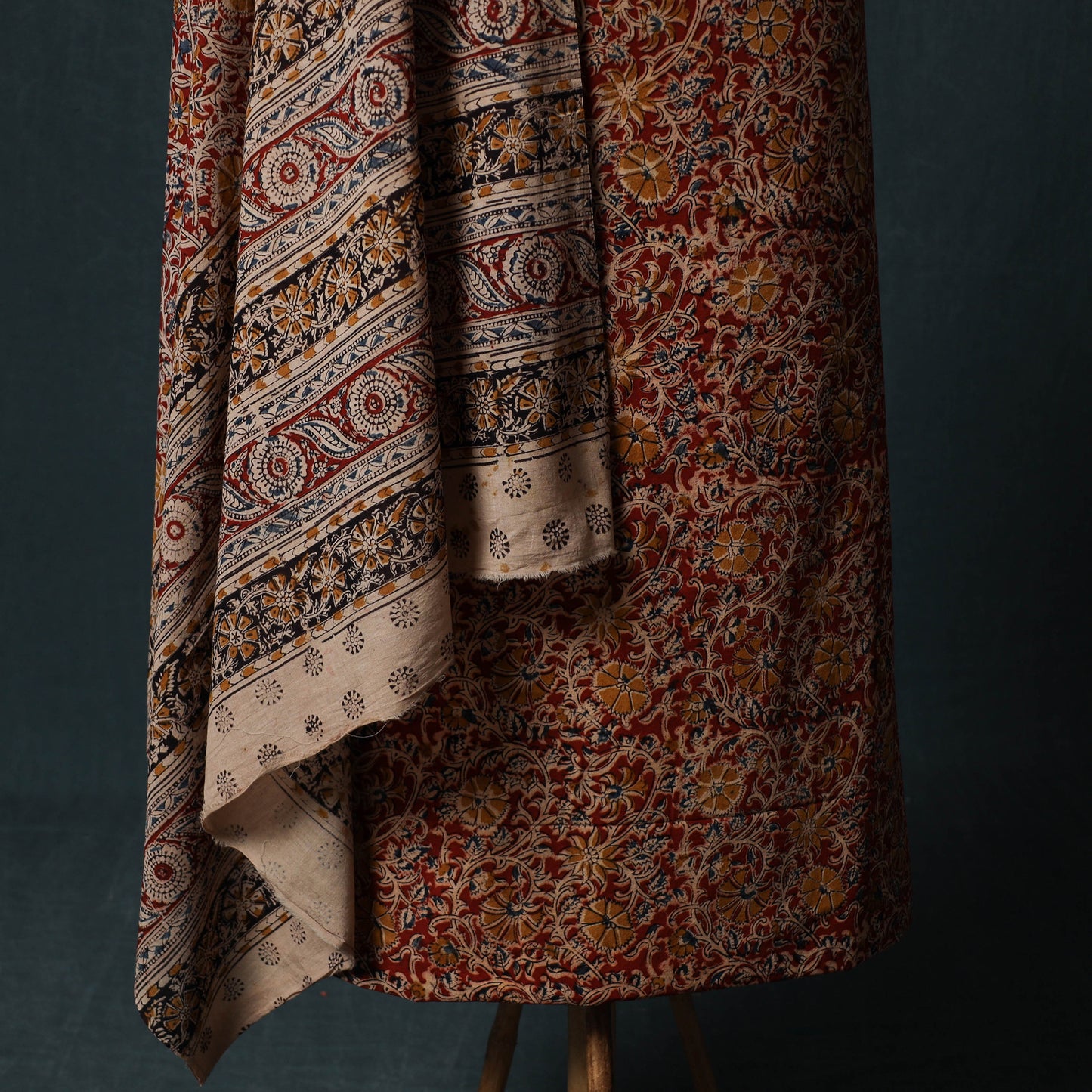 Pedana Hand Block Print Natural Dyed Cotton Kalamkari 2pc Unstitched Dress Material Kurta Set 15