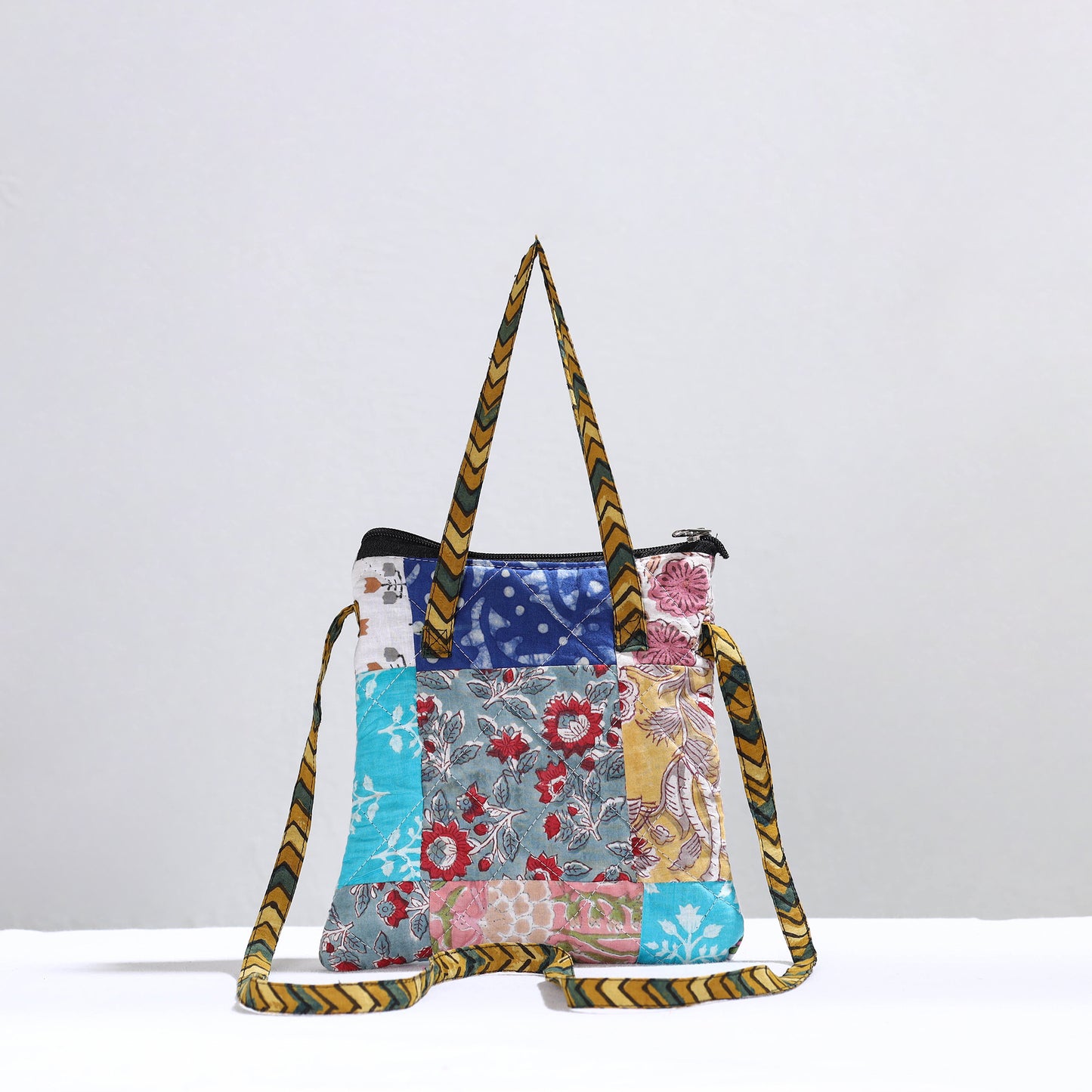 Multicolor - Handmade Quilted Cotton Patchwork Sling Bag 33