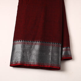  Maroon Mercerised Cotton Zari Border Dharwad Fabric