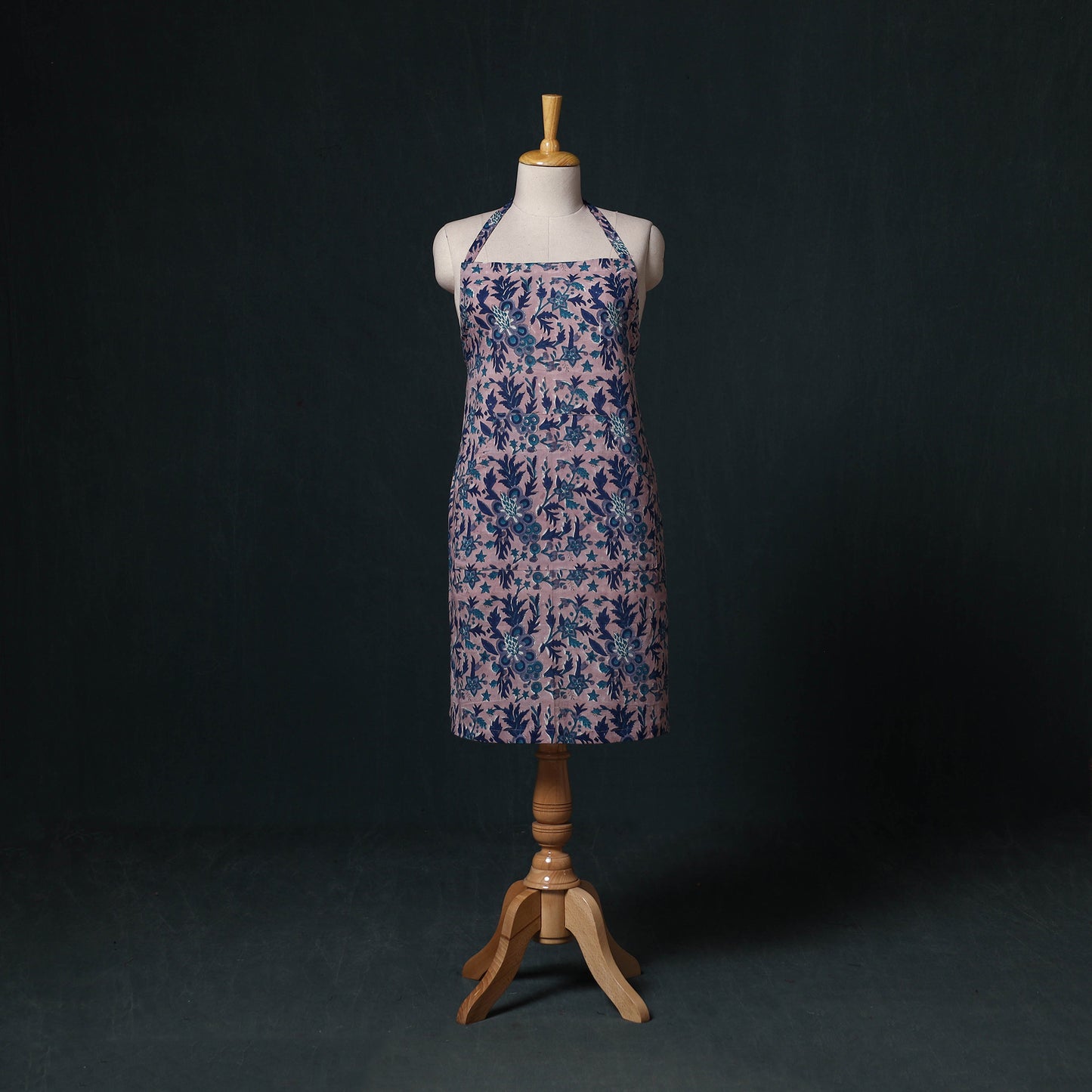 Pink - Sanganeri Hand Block Print Cotton Apron with Pocket 42