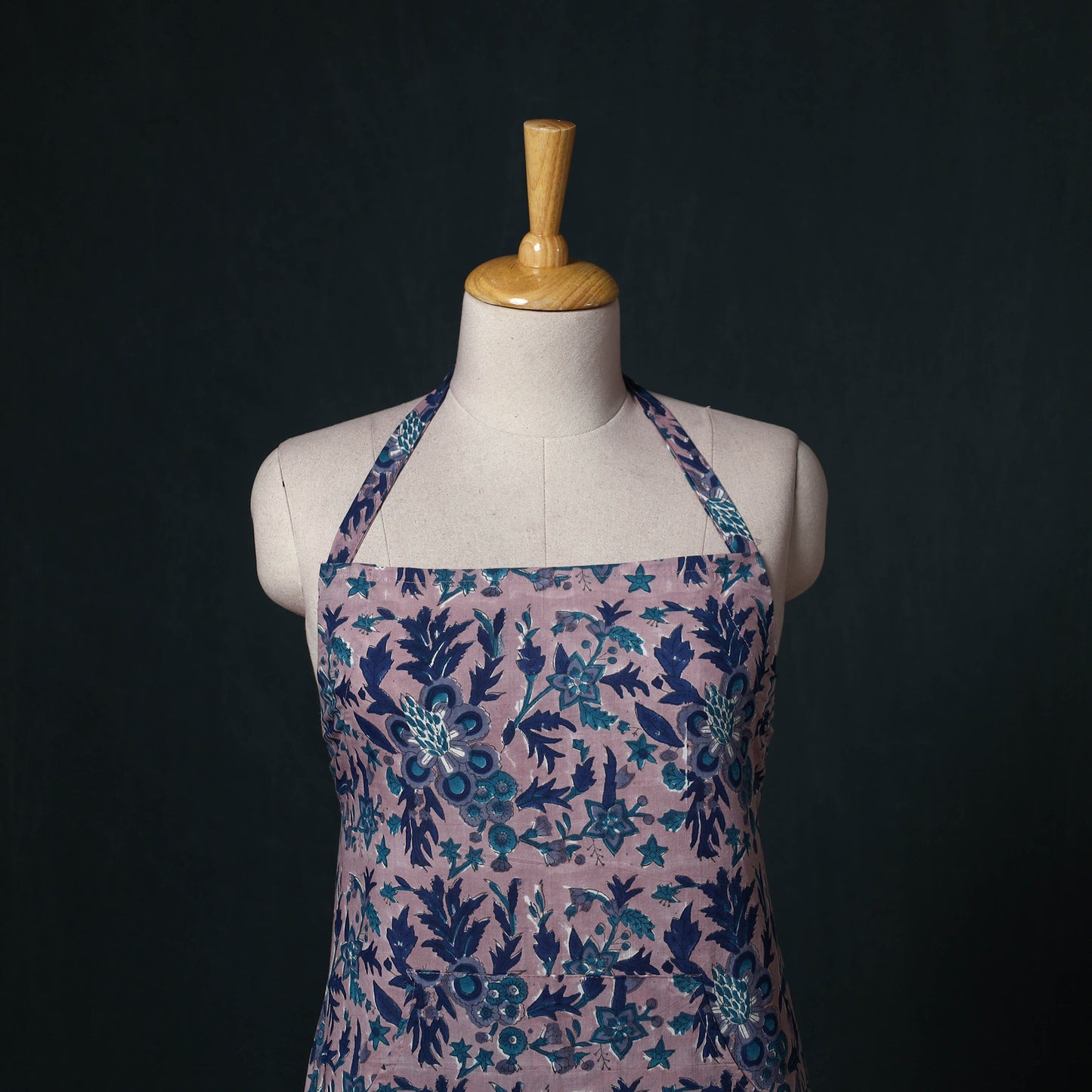 Pink - Sanganeri Hand Block Print Cotton Apron with Pocket 42