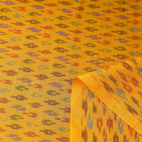 Yellow - Sico Silk Cotton Handwoven Pochampally Ikat Fabric 12