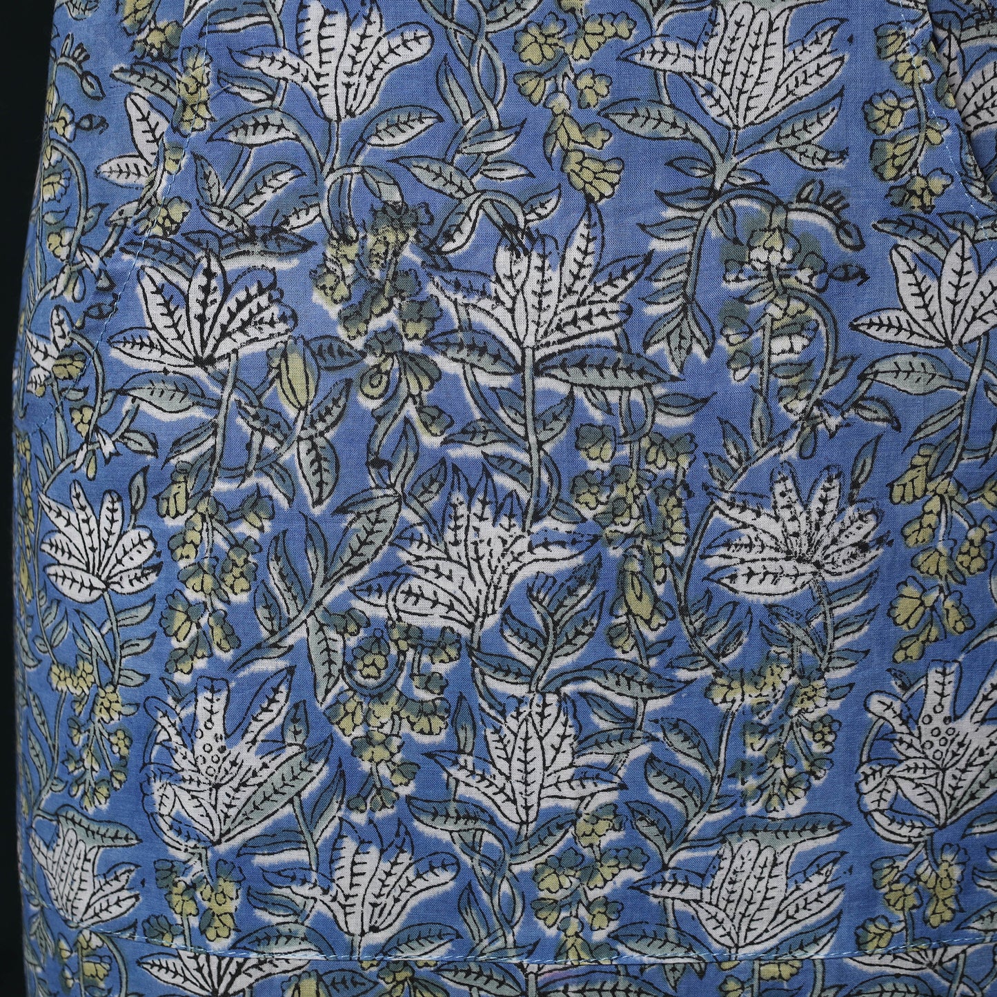 Blue - Sanganeri Hand Block Print Cotton Apron with Pocket 43