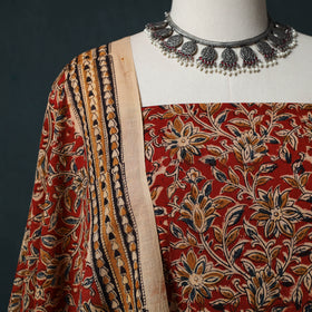 Pedana Hand Block Print Natural Dyed Cotton Kalamkari 2pc Unstitched Dress Material Kurta Set 18