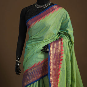 Green Kandangi Chettinad Cotton Saree with Border