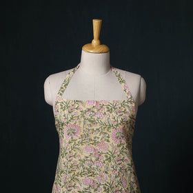 Yellow - Sanganeri Hand Block Print Cotton Apron with Pocket 44