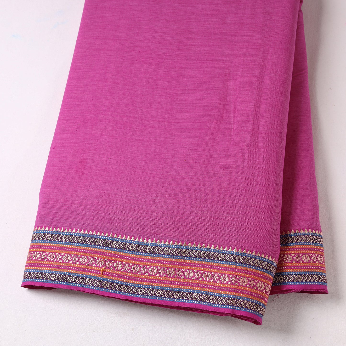 Pink - Prewashed Dharwad Cotton Thread Border Fabric 03