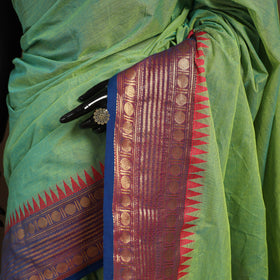Green Kandangi Chettinad Cotton Saree with Border