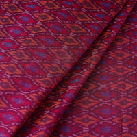 Pink - Pure Sico Silk Cotton Handwoven Pochampally Ikat Fabric 14