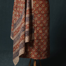 Pedana Hand Block Print Natural Dyed Cotton Kalamkari 2pc Unstitched Dress Material Kurta Set 19