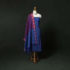 Pochampally Ikat Cotton 3pc Unstitched Dress Material Suit Set 11