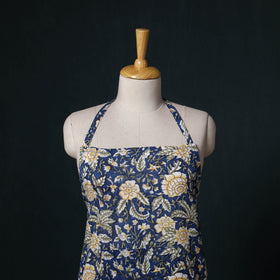 Blue - Sanganeri Hand Block Print Cotton Apron with Pocket 45