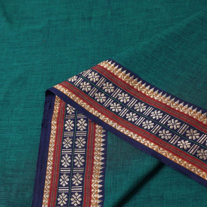 Green - Prewashed Dharwad Cotton Thread Border Fabric 04