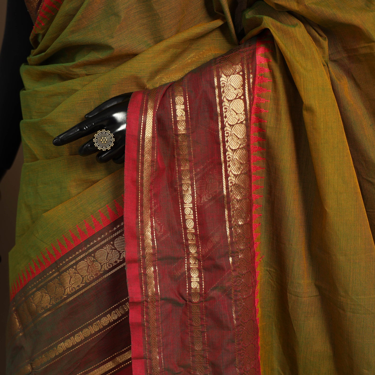 Brown Kandangi Chettinad Cotton Saree with Border
