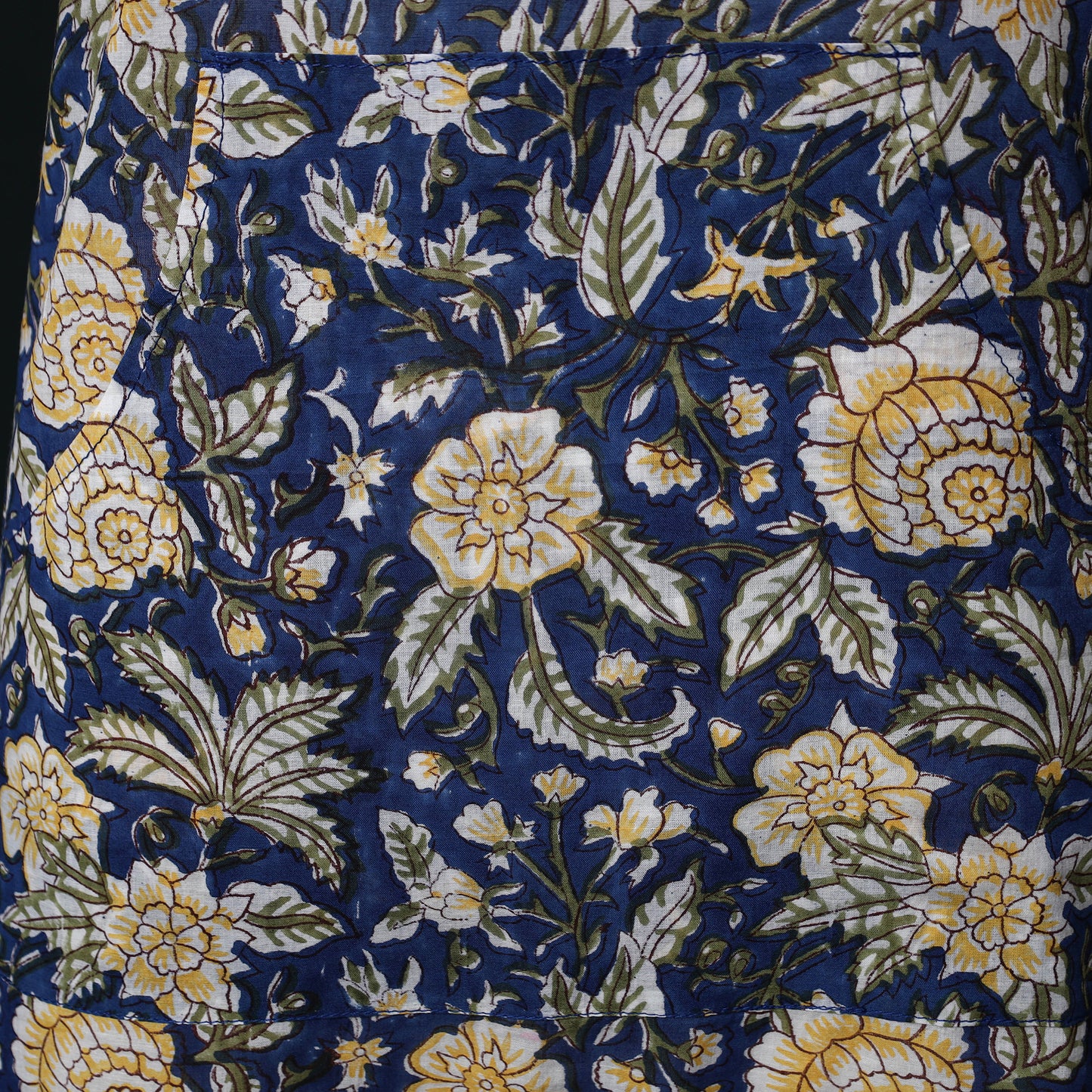 Blue - Sanganeri Hand Block Print Cotton Apron with Pocket 45