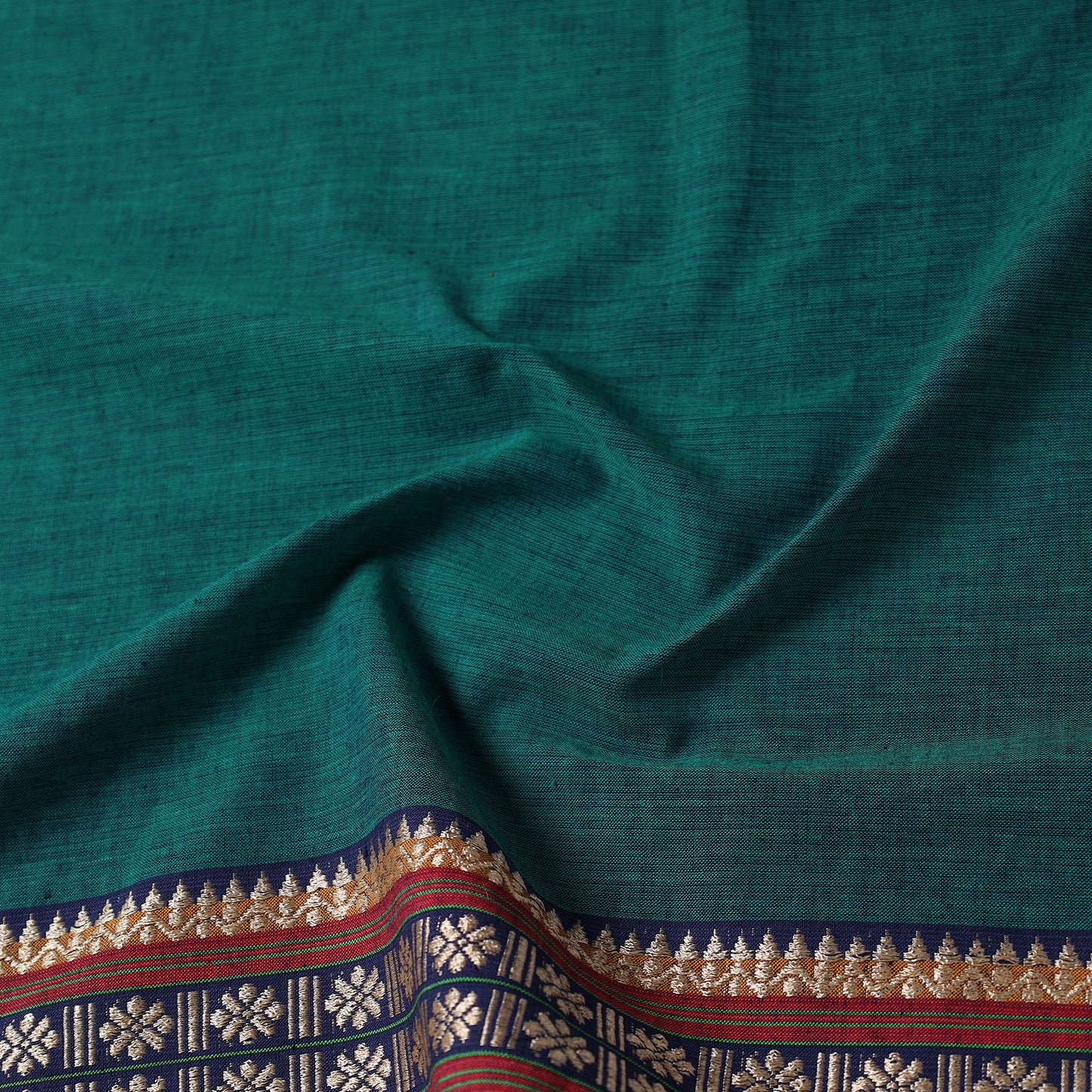 Green - Prewashed Dharwad Cotton Thread Border Fabric 04