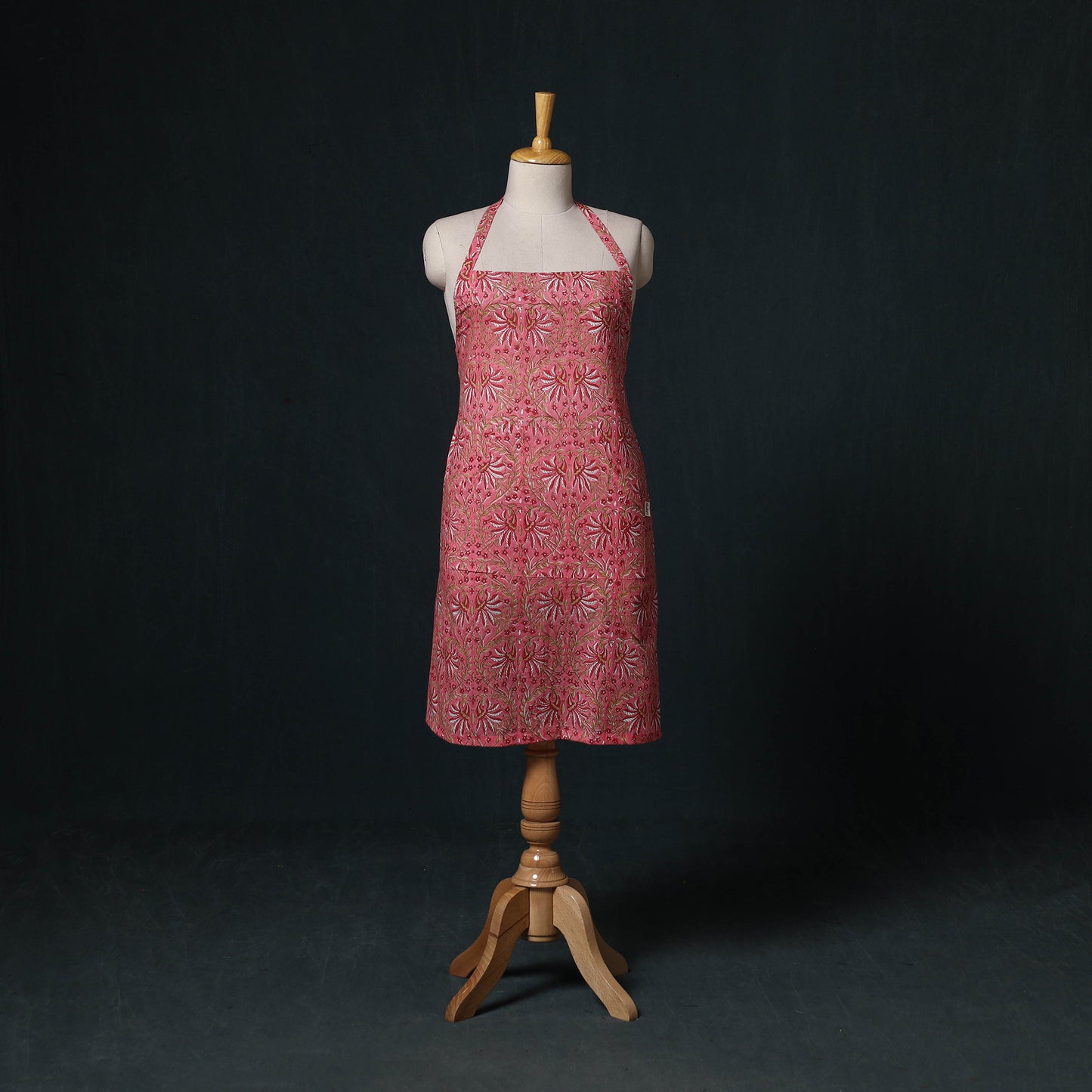 Pink - Sanganeri Hand Block Print Cotton Apron with Pocket 46