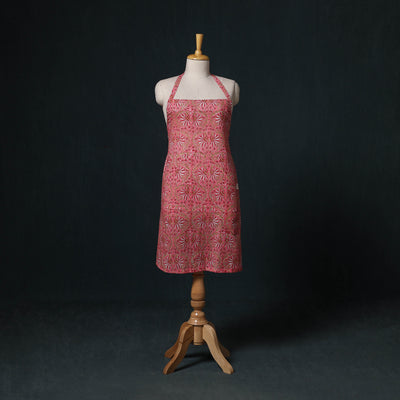 Pink - Sanganeri Hand Block Print Cotton Apron with Pocket 46