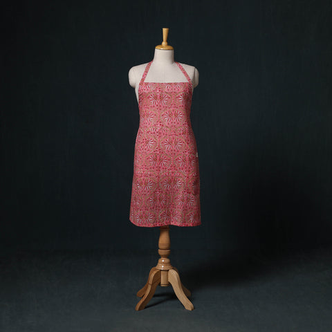 Pink - Sanganeri Hand Block Print Cotton Apron with Pocket 46