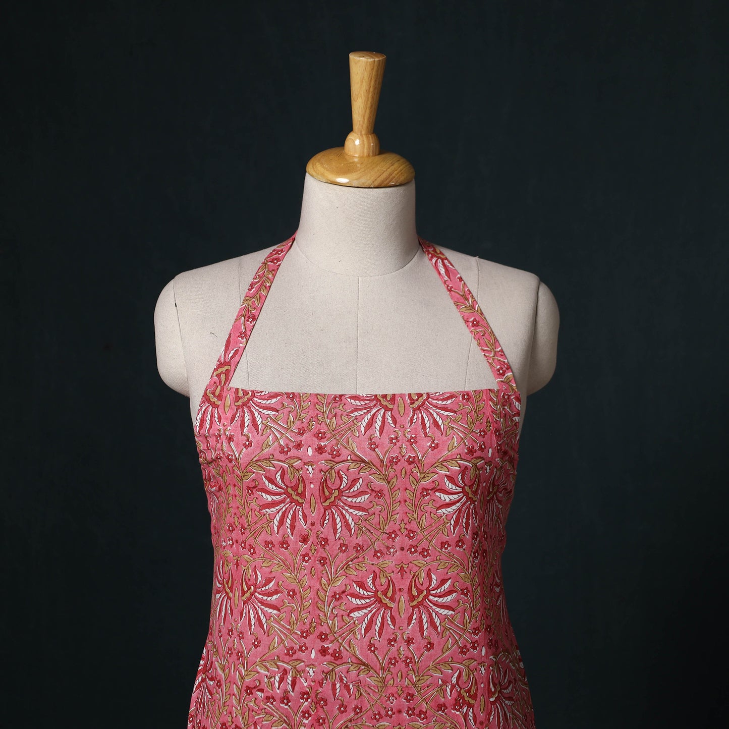 Pink - Sanganeri Hand Block Print Cotton Apron with Pocket 46