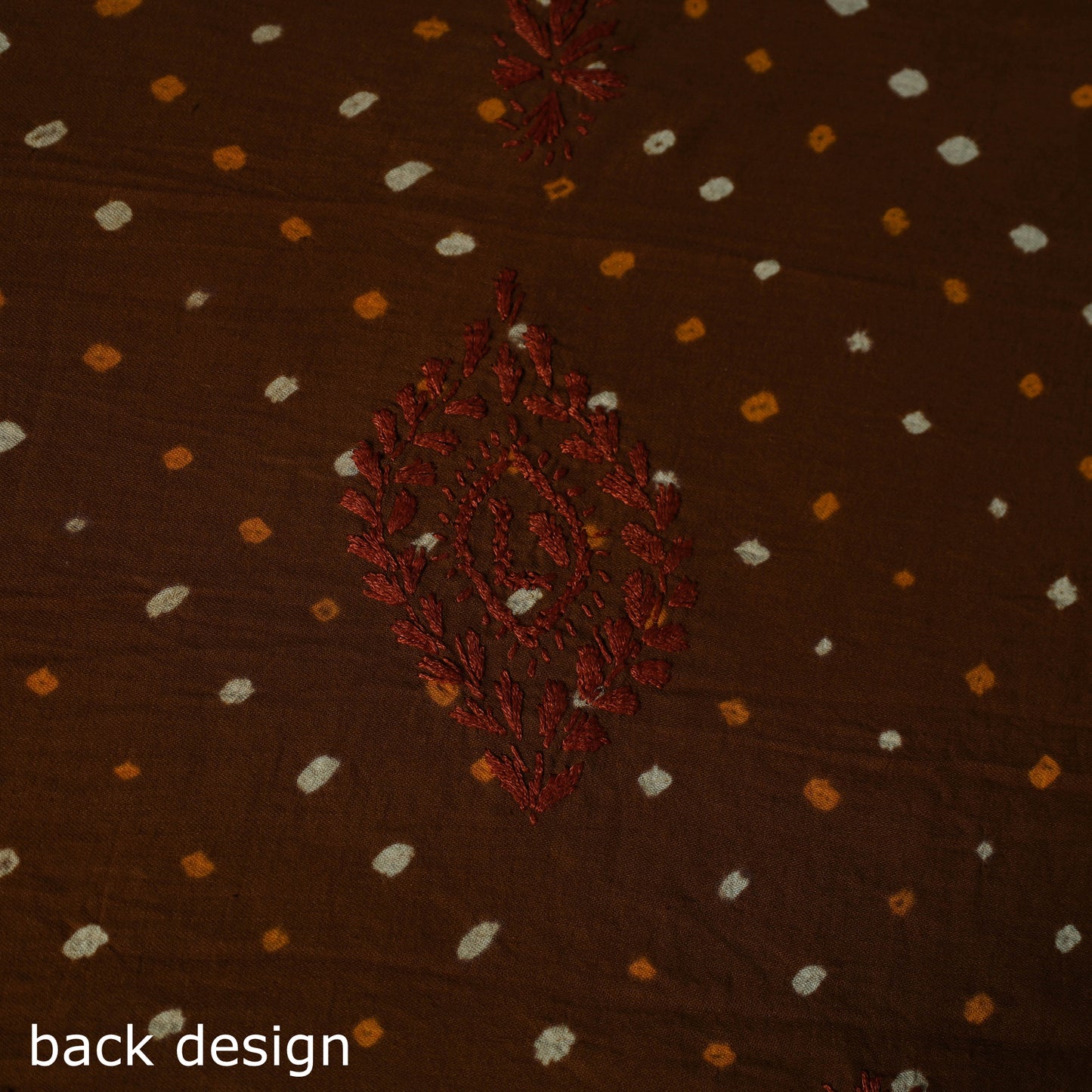 Lucknowi Chikankari Hand Embroidered Bandhani Cotton Unstitched Kurta Material (2.5M) 18