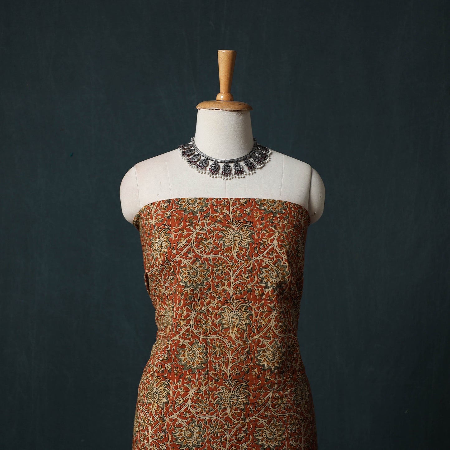 Pedana Hand Block Print Natural Dyed Cotton Kalamkari 2pc Unstitched Dress Material Kurta Set 20