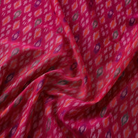 Pink - Pure Sico Silk Cotton Handwoven Pochampally Ikat Fabric 15