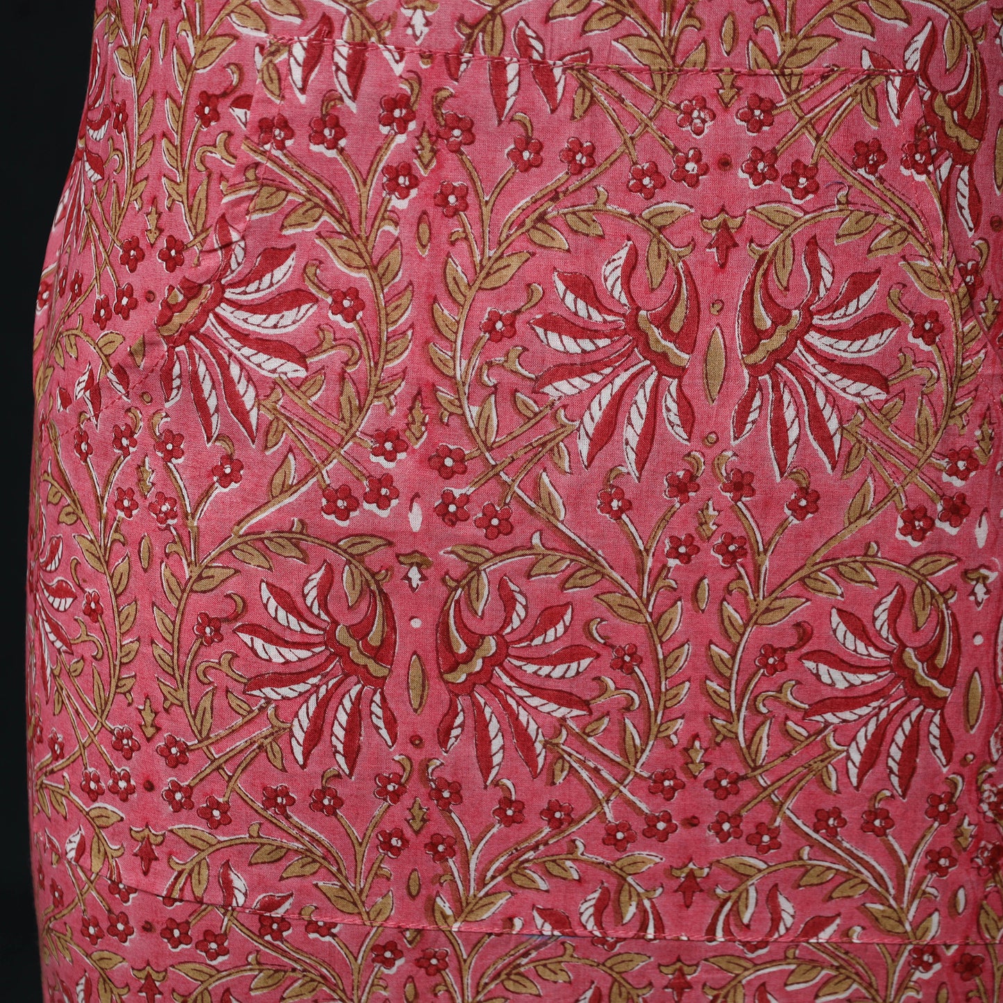 Pink - Sanganeri Hand Block Print Cotton Apron with Pocket 46