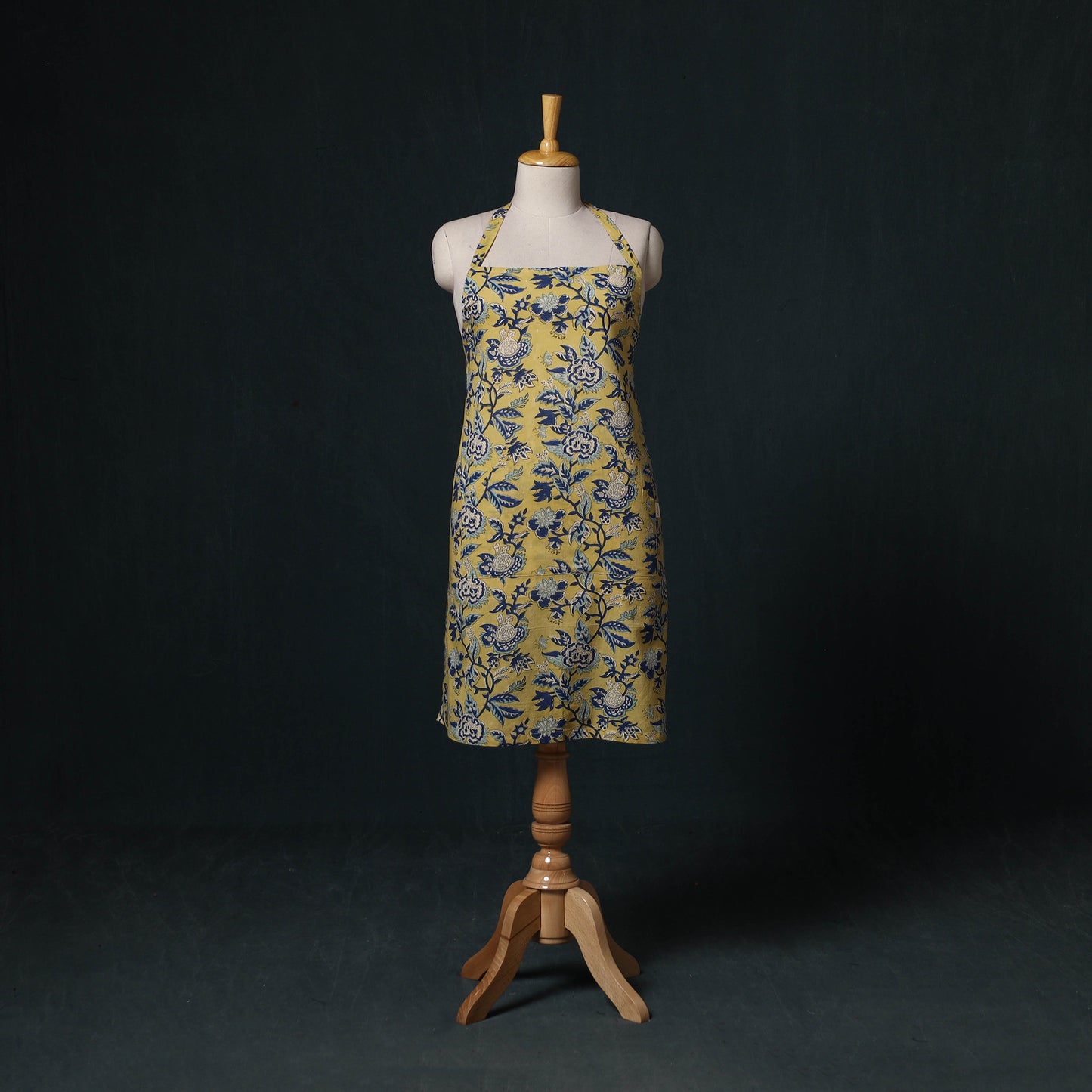 Yellow - Sanganeri Hand Block Print Cotton Apron with Pocket 47