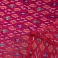 Pink - Pure Sico Silk Cotton Handwoven Pochampally Ikat Fabric 15