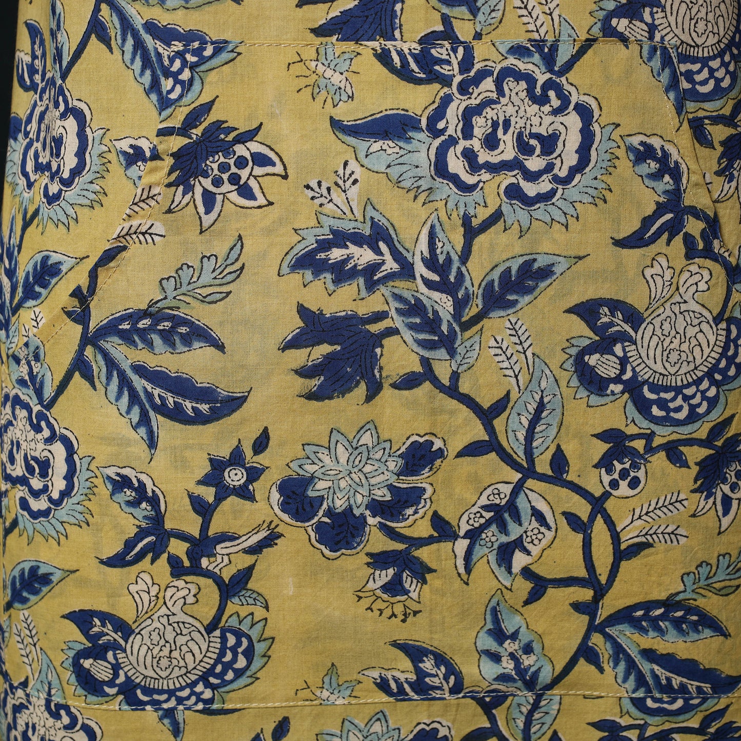 Yellow - Sanganeri Hand Block Print Cotton Apron with Pocket 47